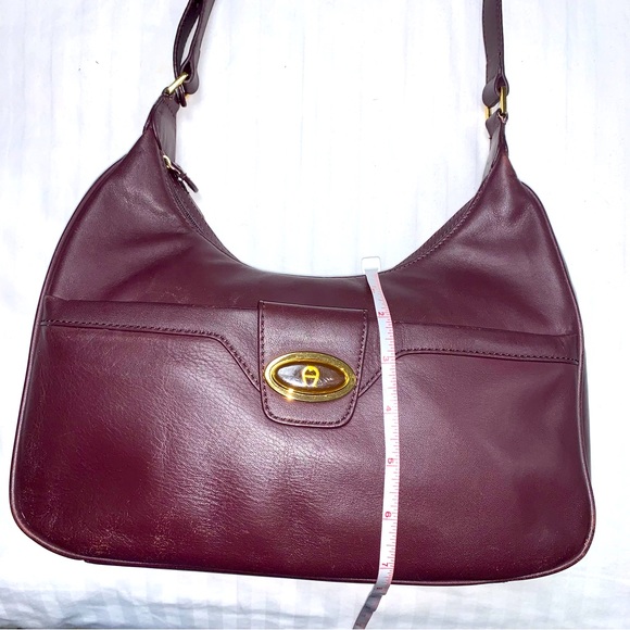 🆕 Etienne Aigner Vintage Leather Burgundy Shoulder Bag Handbag Pocketbook Purse - Picture 8 of 11
